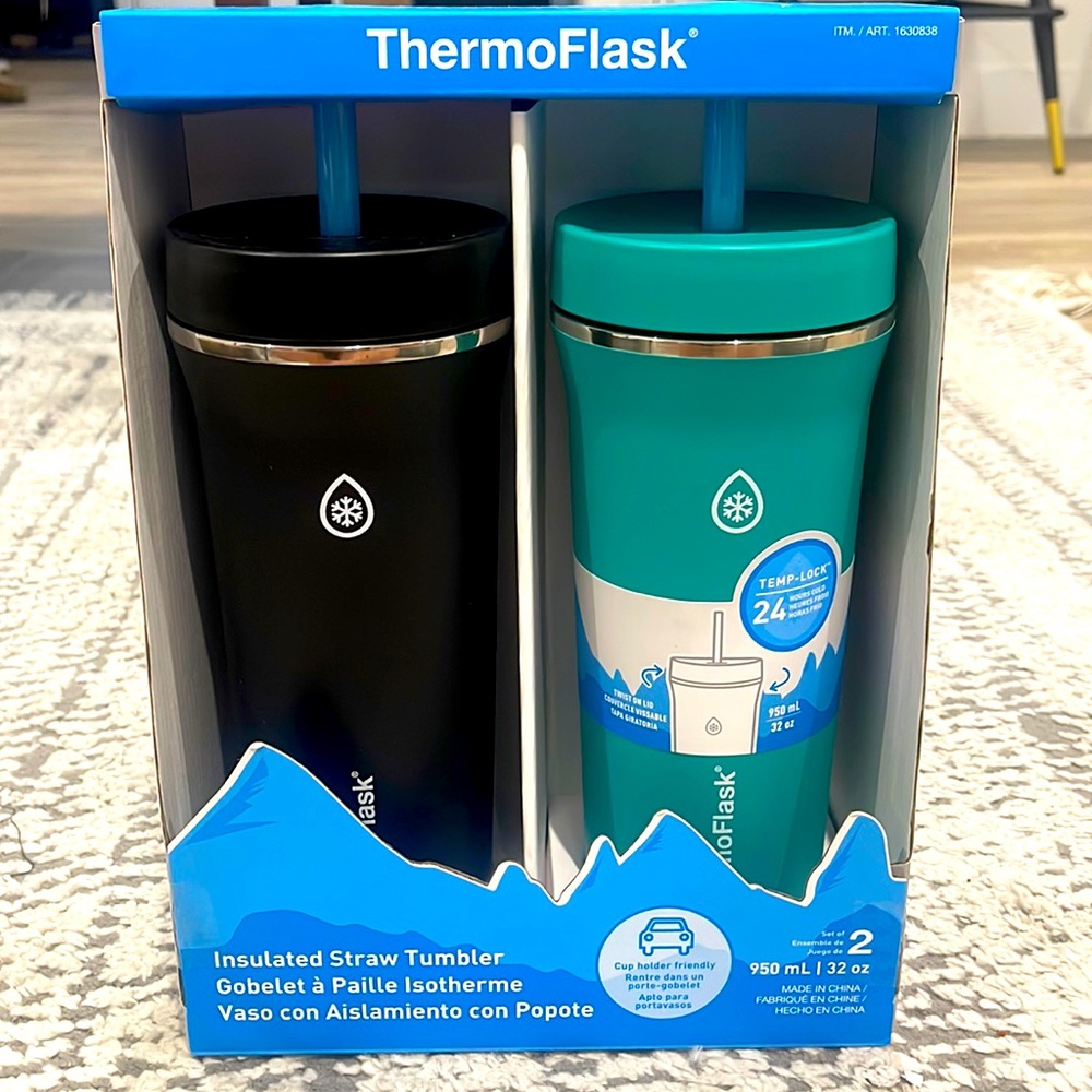 ❤️NEW!!!❤️ Bundled ThermoFlask Insulated Straw Tumbler 2 of 32 oz.
